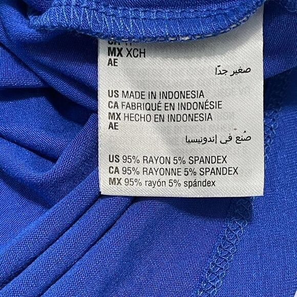 JM Collection Cold Shoulder Top Short Sleeves Blue Dragon Stretchy Scoop Neck XS - Picture 7 of 9